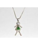 Sterling Silver &amp; CZ Birthstone Kids Necklace w/ 1 Kid-Child Traditional - £33.56 GBP