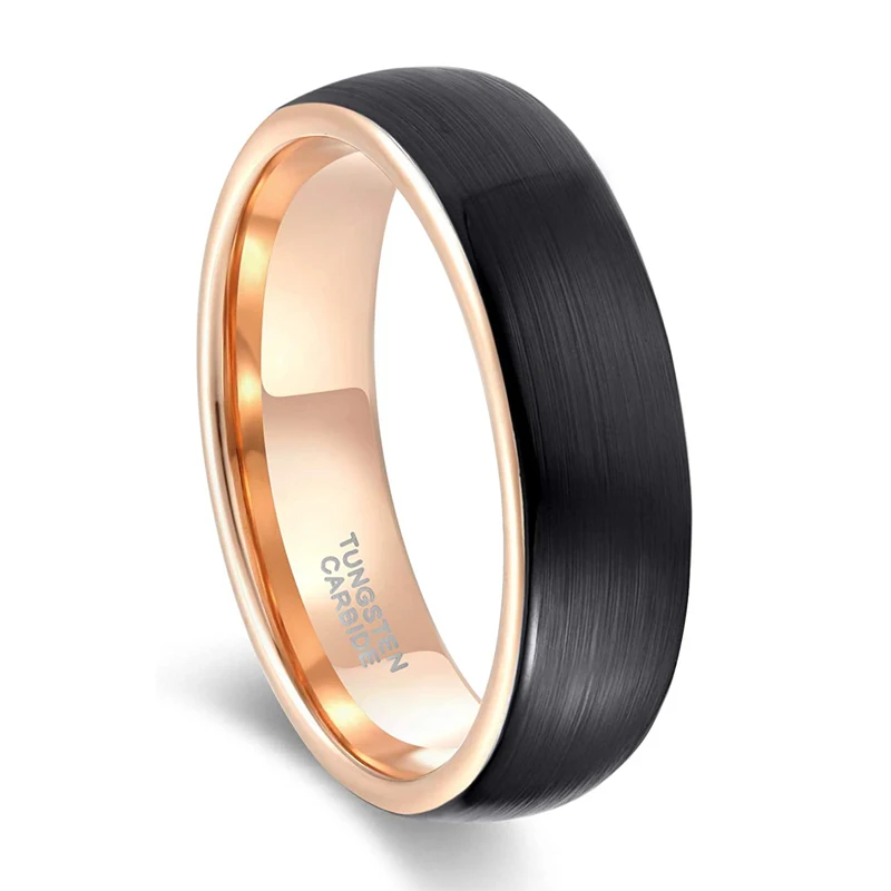 Brushed Tungsten Ring Silver/Black/Blue/Rose GolTwo Tone Women Ring 6mm Female W - £20.76 GBP