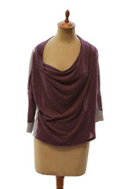 Splendid Women&#39;s Purple 3/4 Sleeve Knitted Drape Front Patterned Top Siz... - £17.50 GBP