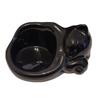 Partylite Ceramic Black Cat KITTEN Tealight Holder Sleeping P90013 Hallo... - $11.39