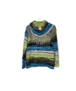 Ruby Rd Road Size Small Wool Blend Cowl Neck Striped Sweater Fringe Detail - $13.98