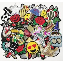 50Pcs Random Assorted Styles Embroidered Patch Sew On/Iron On Patch Applique Clo - £20.32 GBP