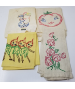 MCM Kitchen Hand Towels Embroidered Onions Dancing Tomato Groceries Set ... - £18.61 GBP