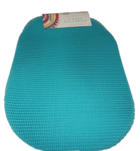 NEW Turquoise BLUE Waffle Weave PVC Vinyl Placemats Set of 4 Indoor Outd... - £19.82 GBP