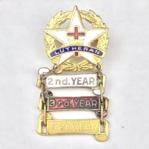 Lutheran Service Pin w/ 2nd 3rd and 4th year Charms Vintage Pin  - £7.86 GBP