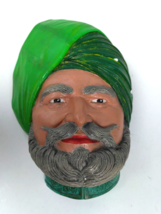 Chalkware Man/Head Punjabi/India/Kurdish - Wall Hanging Vintage! Green T... - $20.42