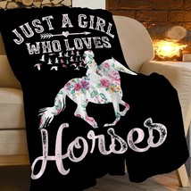 Just A Girl Who Loves Horses Blanket Horse Flower Throw Blanket For Girls Super  - £36.17 GBP