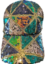 women&#39;s Mardi Gras Sequin Mesh Snapback Adjustable Trucker Baseball Hat Cap - $9.28