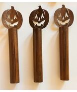 Vtg Rustic Metal Pumpkin Electric Candlestick Covers Halloween Fall Deco... - $11.88