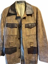 Vintage Jacket Western Cowboy Suede Leather Hunting Coat 4 Button LS Siz... - £55.35 GBP