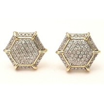 Mens Ladies Concave Kite Stud Earrings 2ct Cubic Zirconia 14K Yellow Gold Plated - £63.52 GBP