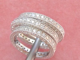 Art Deco Style .70ctw Diamond 18K Milgrain Eternity Band Ring Sz 6.75 &amp; 5.25 - £1,083.37 GBP