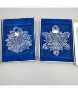 2 Mikasa Joyous Collection Crystal Snowflake Poinsettia Christmas Orname... - $22.18 CAD