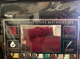 Sweet Home Collection Antimicrobial Luxury Dobby Stripe Sheet Set Black Queen - £37.95 GBP