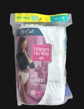 Vtg Hanes Her Way Panties Hi Cut Cotton Underwear 90s Size 9 (6 Pack) 1995 High - £31.80 GBP