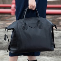 Oversized Genuine Leather Tote for Women Handbag Solid Color Vintage Large Shopp - £147.32 GBP