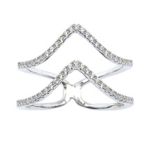 14k White Gold Sterling Silver Double Pointed Micro Pave Cubic Zirconia ... - £43.43 GBP