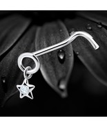 925 Sterling Silver Nose Stud Screw Pin Clear Crystal Star Charm Hanging Star - $8.14