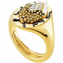 Authentic Swarovski Magnetic Signet Scarab Beetle Gold Plated Ring - size 7 - £94.88 GBP