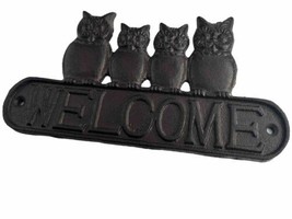 Vintage Style Owl Decor House Welcome Sign Cast Iron Hanging Wall Mounted Animal - £13.23 GBP