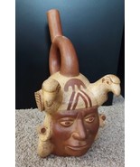 Vintage Moche Peruvian &quot;Eagle Warrior&quot; Huaco Reproduction Clay Pottery S... - £125.52 GBP