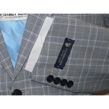 Men's US Polo Sport coat 8911j Black white Hounds-tooth with blue Plaid 42 Long image 2