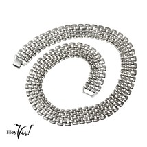 Vintage Flexible Silver Metal Mesh Collar Choker Necklace 17.5&quot; Long - Hey Viv - £19.18 GBP