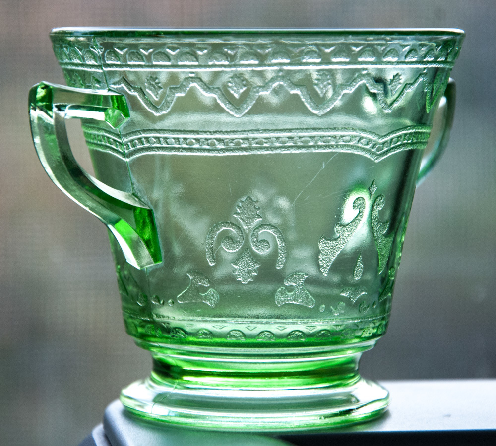 Federal Glass Patrician Open Sugar Bowl Spoke Green Depression Glass Item image 2