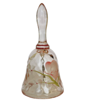 Fenton Pink Bell Hand painted Pink Butterfly with White Floral and Signed - $49.00