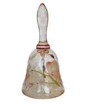 Fenton Pink Bell Hand painted Pink Butterfly with White Floral and Signed - £38.71 GBP