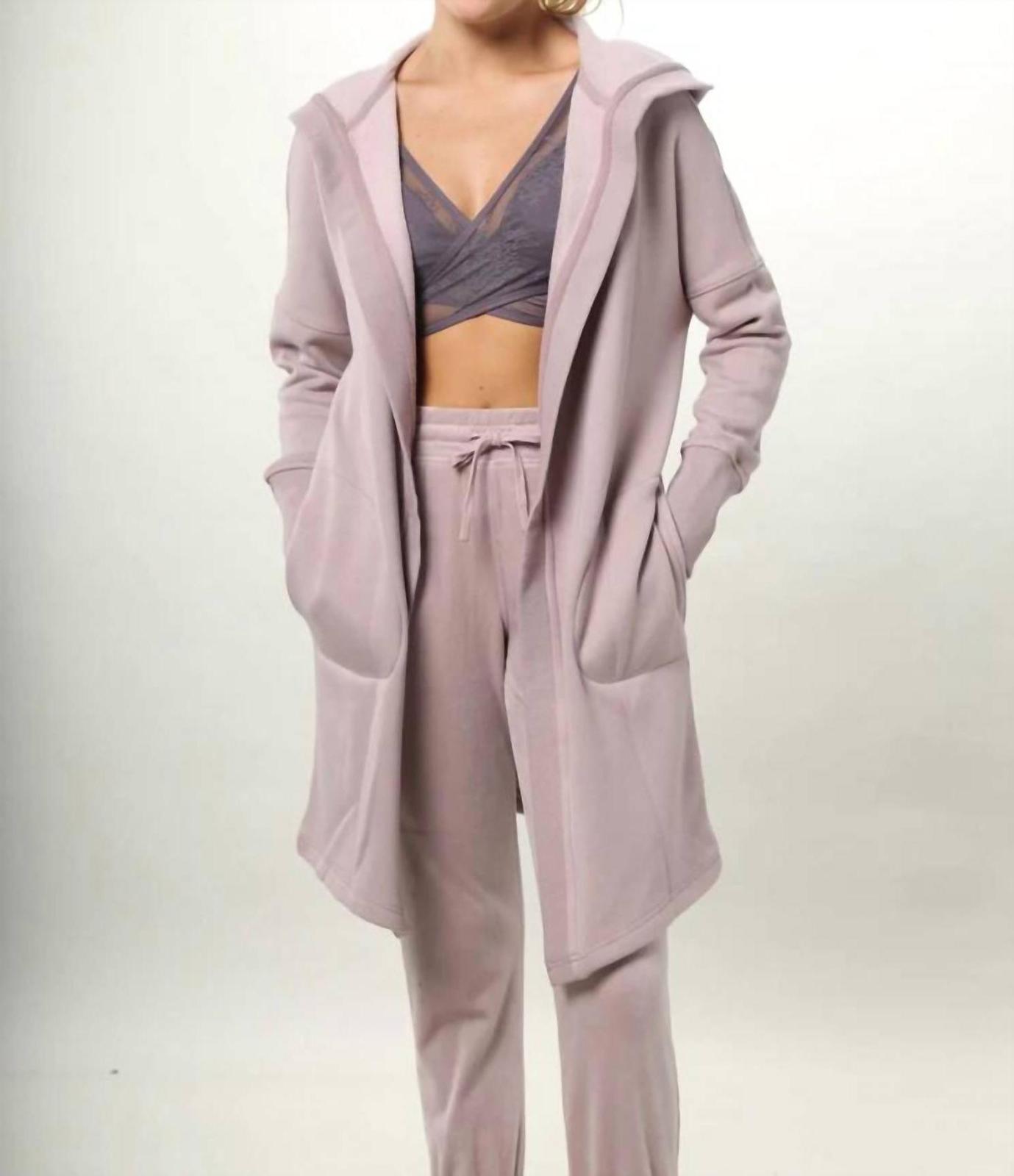 Mono B Comfy Hoodie Cardigan Mauve - $42.00