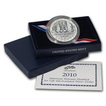 2010 W Disabled American Veterans $1 Silver Commemorative BU (Box/COA) - £35.94 GBP