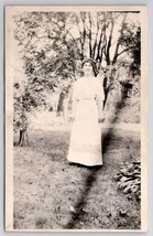 RPPC Edwardian Young Woman Sweet Smile White Dress Real Photo Postcard F50 - £6.92 GBP