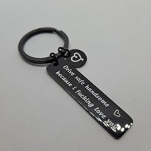Handsome Husband Boyfriend Fiance gift Keychain Key Ring Black - £7.75 GBP