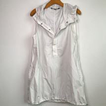 Zara M Dress White Hooded Softshell Windbreaker Henley Snap Button Sleeveless - £19.95 GBP