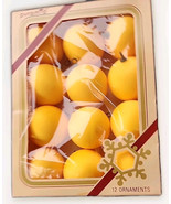 12 Vintage Rauch Pyramid Satin Sheen Christmas Ornaments Yellow 2.25&quot; Ba... - $20.23 CAD
