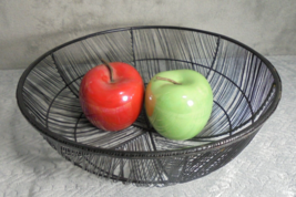 Decorative Bowl Wire Fruit Veggie Basket Counter Egg Metal Black Kitchen Decor - £8.23 GBP