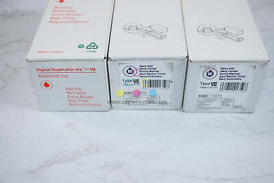 3 OEM Ricoh HQ7000, HQ9000 Duplicator Ink Type VII Navy (613714) & Red (893233) - $127.71