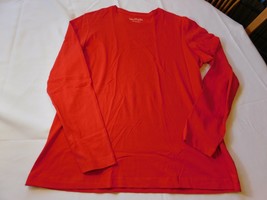 Bay Studio Women&#39;s Misses Long Sleeve Pima Cotton T Shirt Size XL xlarge Red NWT - £14.54 GBP