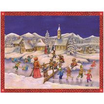 Children Ice Skating in the Snow German Christmas Advent Calendar Countdown - $14.98