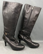 Bandolino Womens Size 9.5 M Black Leather Zip Knee High Fashion Boots W/Zipper - £14.81 GBP