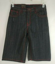 NWT RocaWear Mens Youth Black Emroidered Jean Shorts Size 12 Measurement... - $24.74