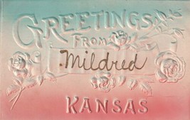 Mildred Kansas Greetings From Heavily Embossed to Centerville KS Postcard B34 - £2.33 GBP