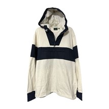 J Crew Mens Cream Navy Blue Hooded 1/4 Zip Rugby Anorak Colorblock Size XL New - £39.08 GBP