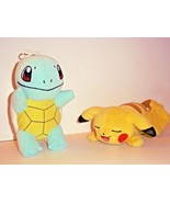Pokemon Center Plush Doll Sleeping Pikachu TOMY &amp; Squirtle Stuffed Anima... - $46.46 CAD