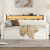 Twin Size Daybed with Drawers, Upholstered Daybed - White - $408.42