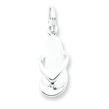 Sterling Silver Flip Flop Charm &amp; 18&quot; Chain Jewerly 24mm x 8mm - £19.56 GBP