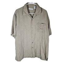 Anthology Mens Short Sleeve Silk Button Down Shirt Light Brown Textured ... - $16.99