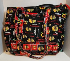 Chicago Blackhawks Large Quilted Tote Bag Purse  Handmade 16&quot;x 14&quot;x 4&quot; p... - £15.15 GBP