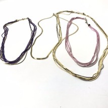 90s Vintage necklace lot of 4 metal strand dainty light weight - $11.86